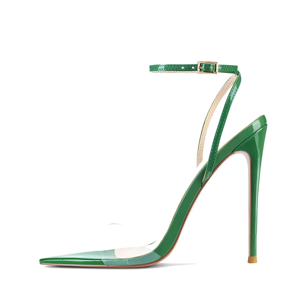 Women Clear PVC High Heel Sandals Open Toe Ankle Strap Stiletto Wedding Party Shoes Custom Color