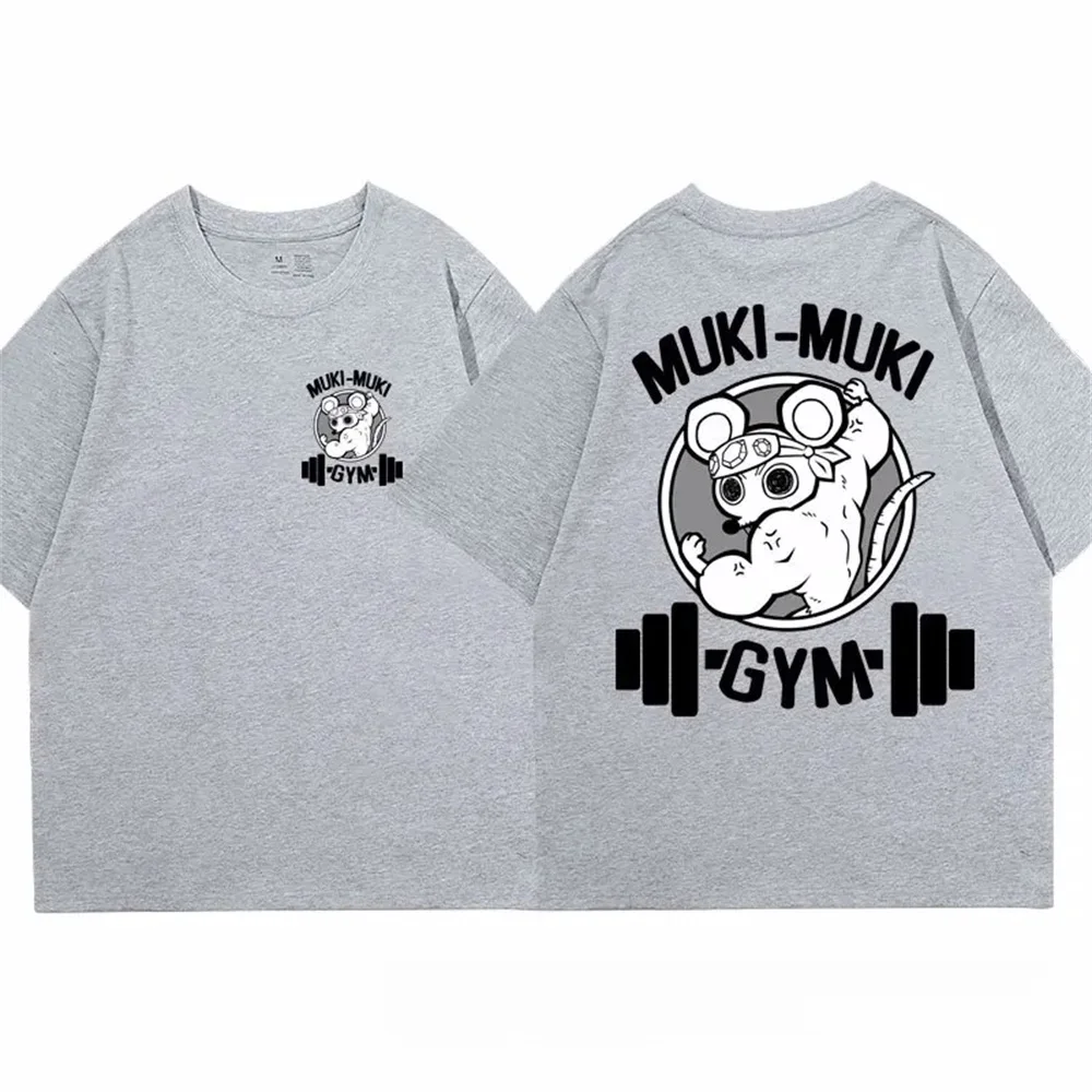 Demon Slayer Uzui Tengen Print T-shirt Men Summer Japanese Anime Funny Ninja Mice Muki Muki Gym T Shirt Muscular Mouse Clothing image 2
