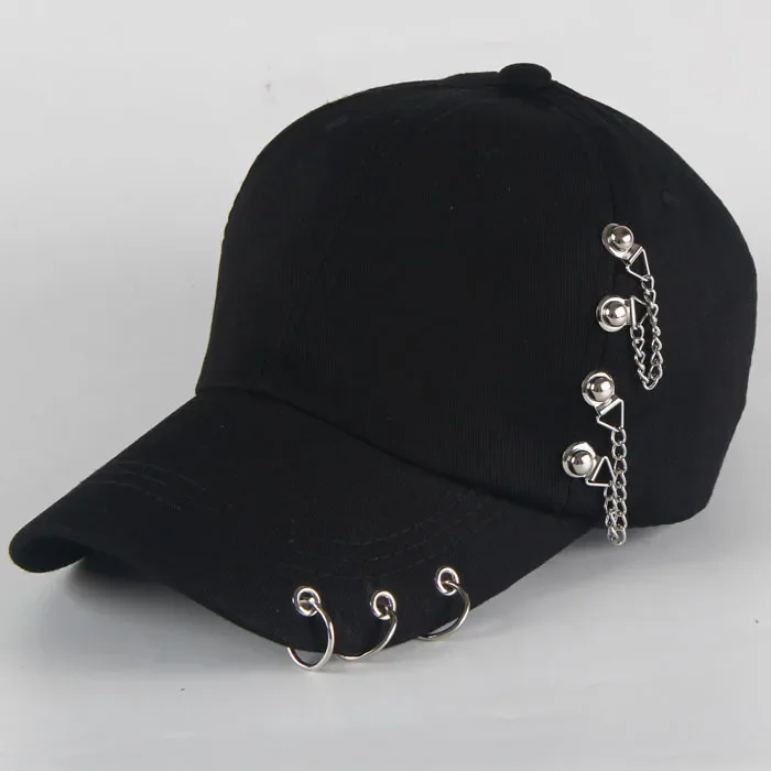 Moda hip hop pamuklu beyzbol şapkası yaratıcı Piercing halkası kapaklar Punk yetişkin rahat katı ayarlanabilir Unisex şapka Snapback şapka