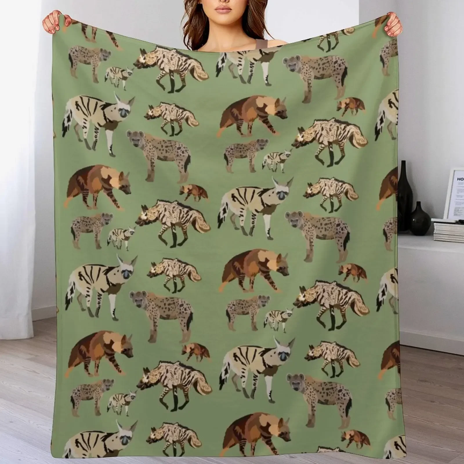 H is for Hyena Throw Blanket Decorative Sofa Hair Luxury Designer Blankets