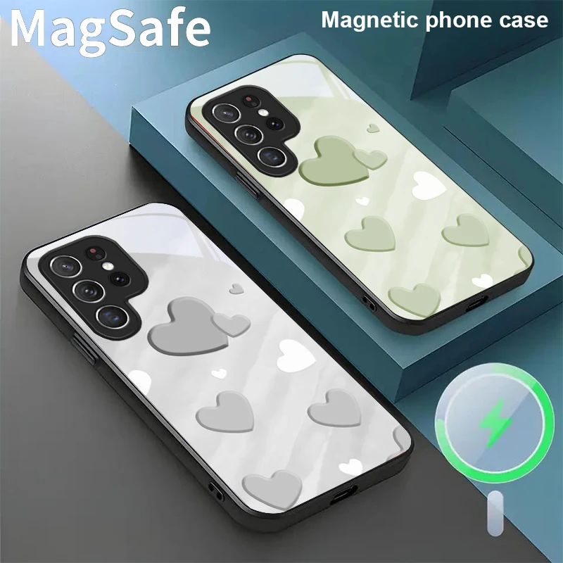 

Soft and Fresh Pink Love For Samsung Galaxy S20 FE S21 S22 S23 Plus S24 Ultra 25 Edge S24Ultra 22Plus Magsafe Glass Phone Casee
