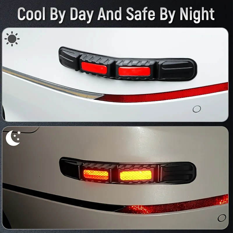 

2pcs Universal Car Bumper Protector Strips - Anti-Collision Reflective Stickers for Front & Rear, Adhesive Scratch Cover