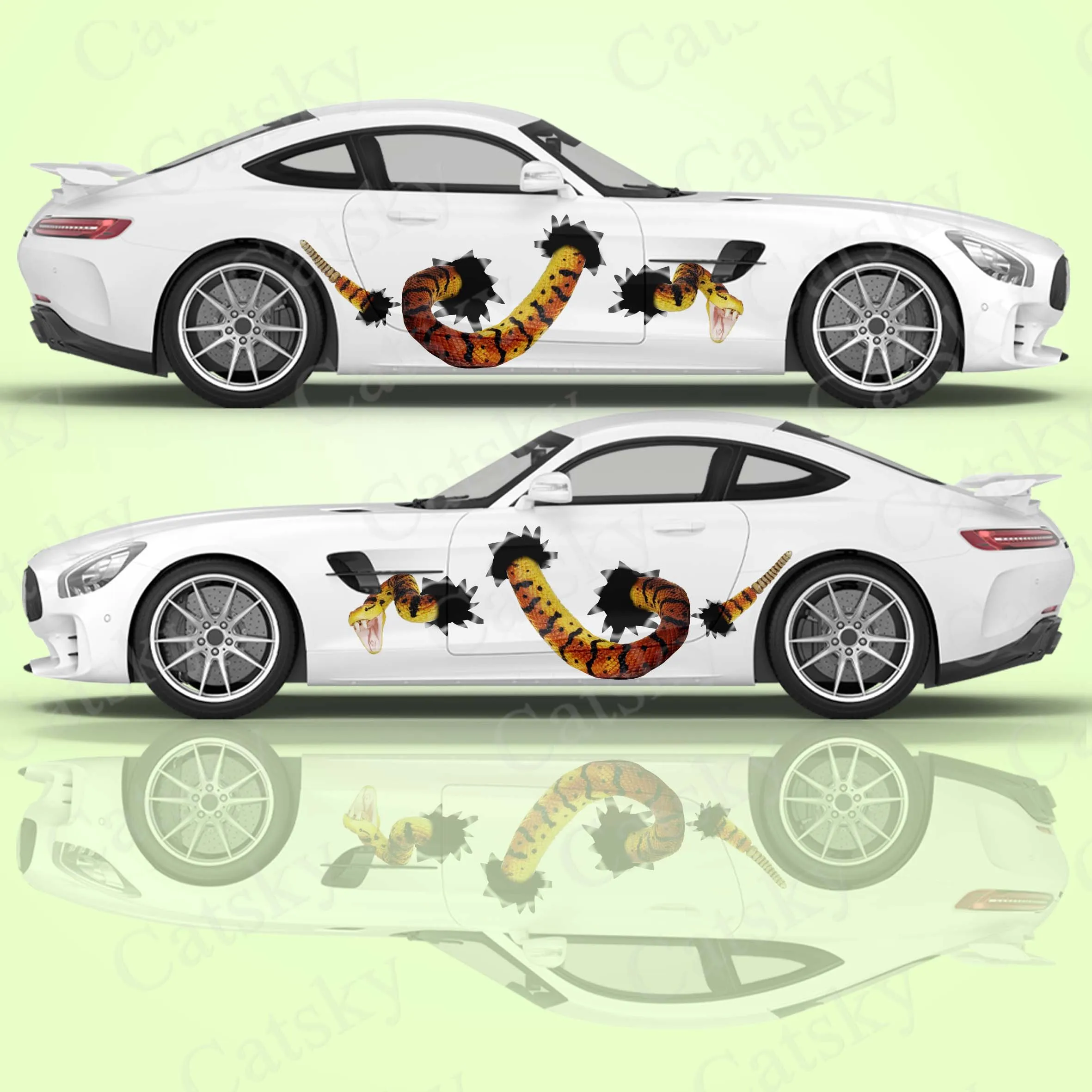 Snake horror animal car sticker side car wrapping vehicle side graphic pattern DIY auto parts modification decal