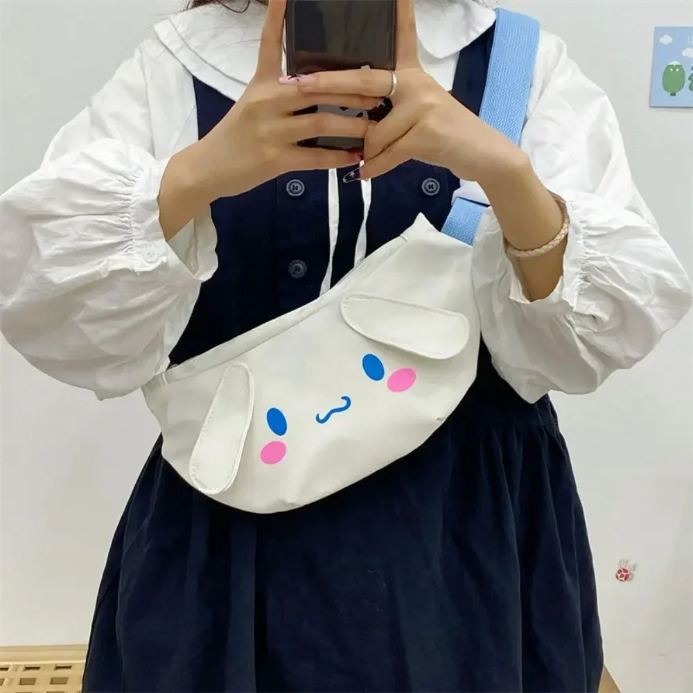 Cinnamoroll Kuromi Messenger Bag Shoulder Bag Sanrio My Melody Cute Cartoon All-match Casual Style Chest Bag Mobile Phone Bags