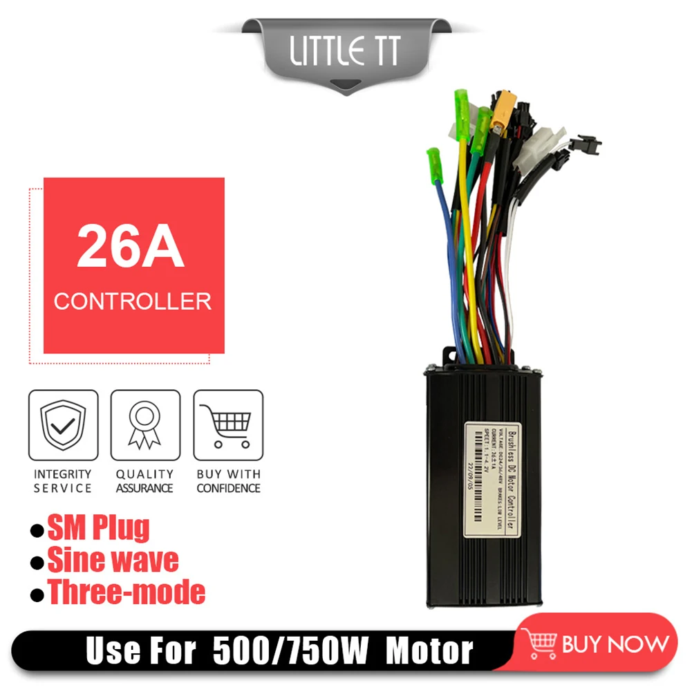 

JN 36/48V E-bike Sine Wave 26A 500/750W SM 3-Mode Brushless Controller For Electric Bicycle Tricycle E-Scooter Accessories Parts