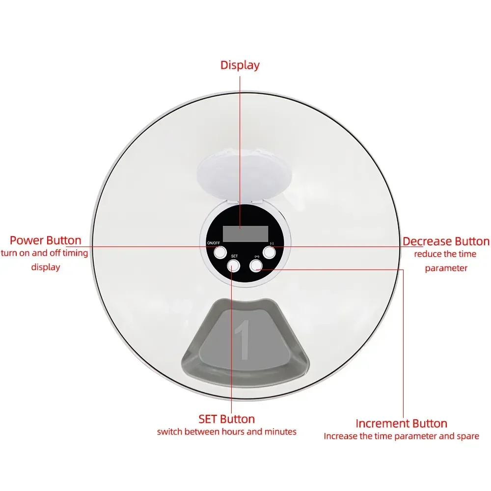 

Food Recorder With Timing Electric Dispenser Wet Round 24hour 6 Dry Grid Automatic Feeder Voice Pet