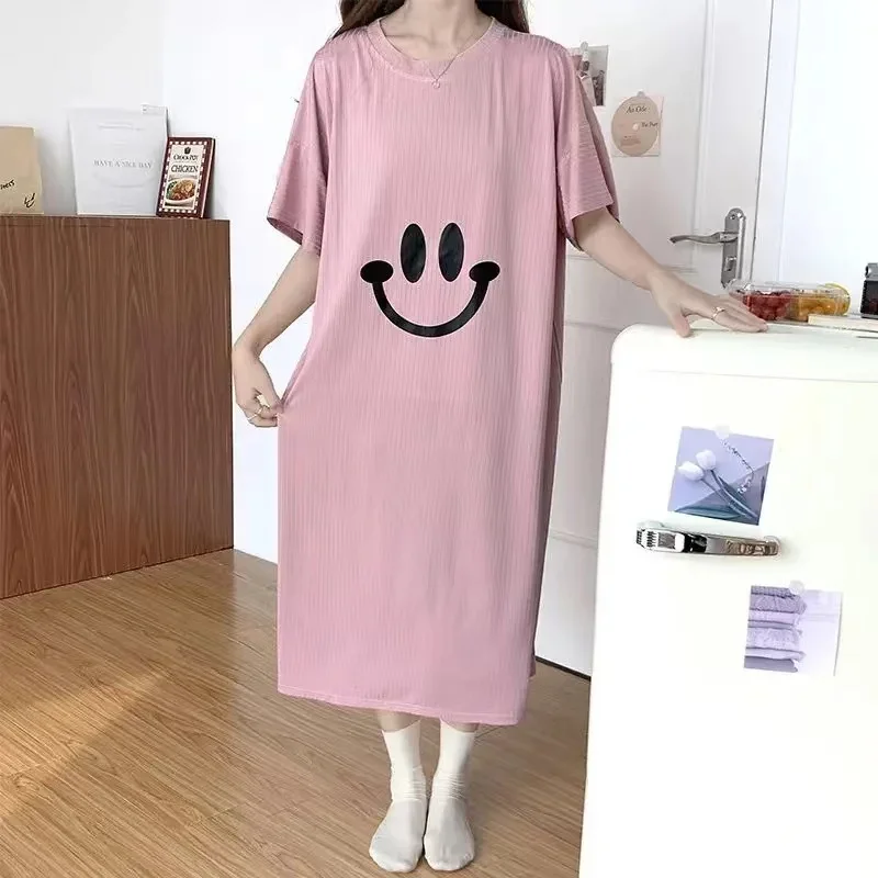 

Women's Loose Short-Sleeved T-shirt Dress, Oversized Female Clothing, Casual Short Dresses, Big Add Large Size, 150kg, Summer