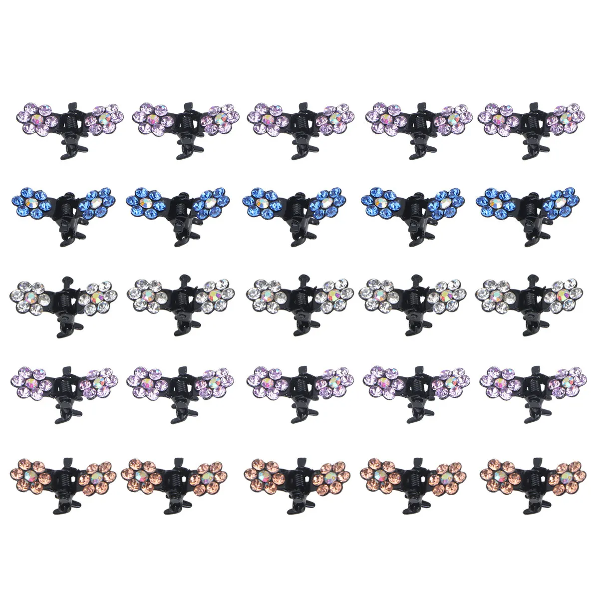 

60Pcs Hair Claw Clip Mini Rhinestone Flower Alloy Jaw Clip Secure Grip Hair Accessories for Party Ceremony