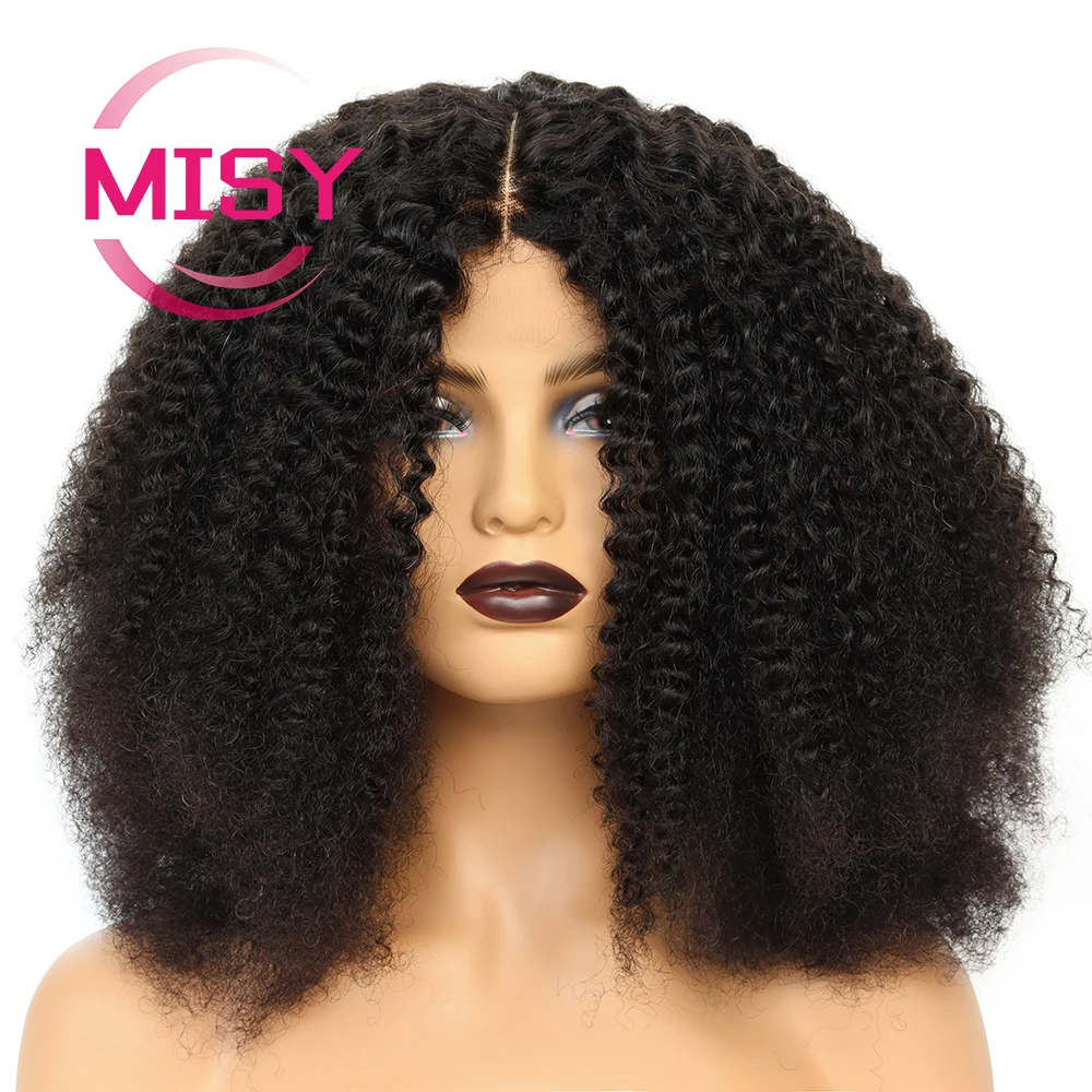 Kinky Curly Lace Closure Wig Human Hair for Black Women Middle Part Brazilian Hair Wig Short Curly Human Hair Wigs