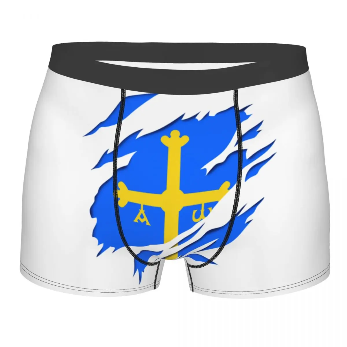 

Custom Asturias Flag And Coat Of Arms Underwear Men Breathbale Spain Boxer Briefs