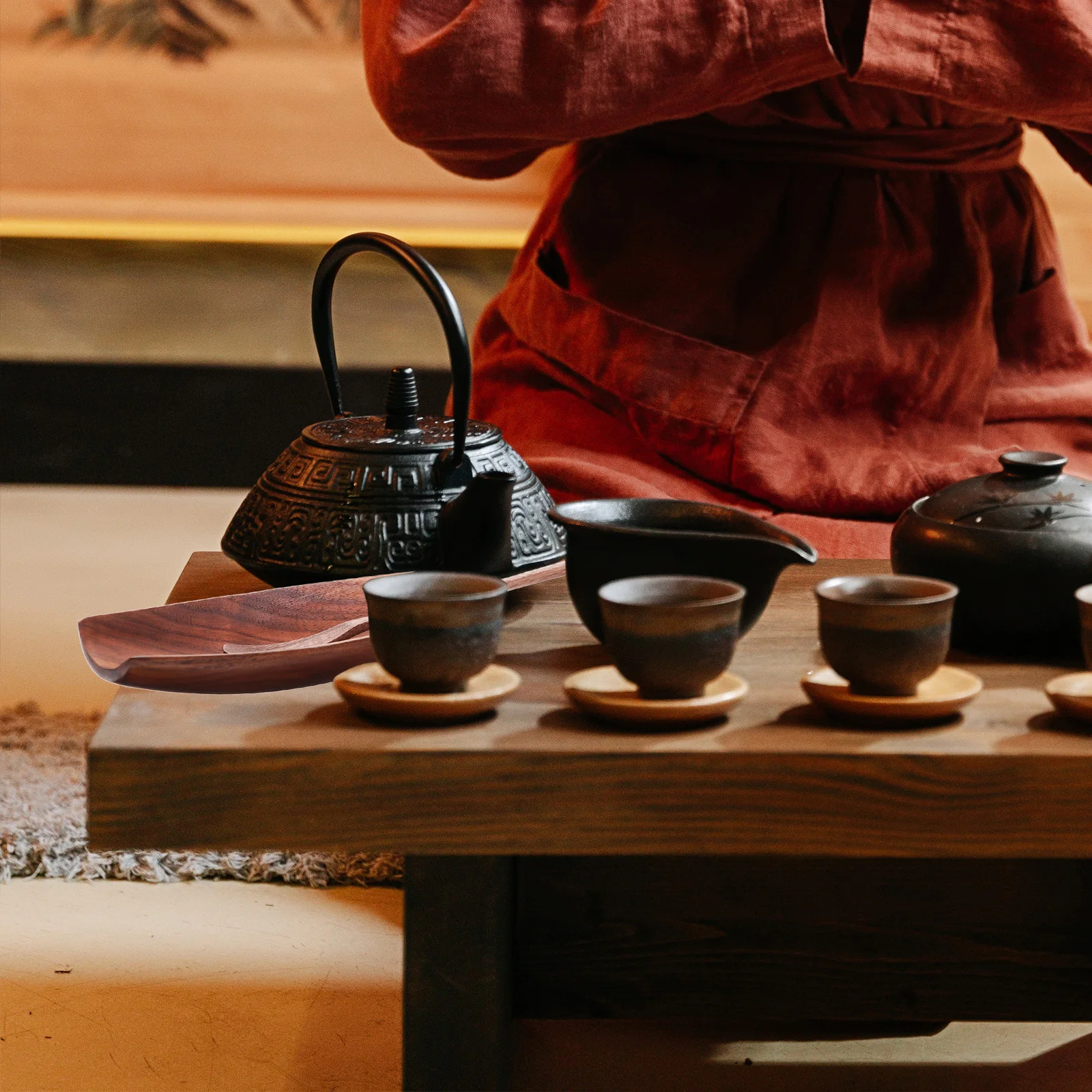 

1 set Japanese Style Ceremony Tools Set Accessories Wooden Teaspoons Home Teaware Practical Spoons Shovel Leaf Holder Smooth