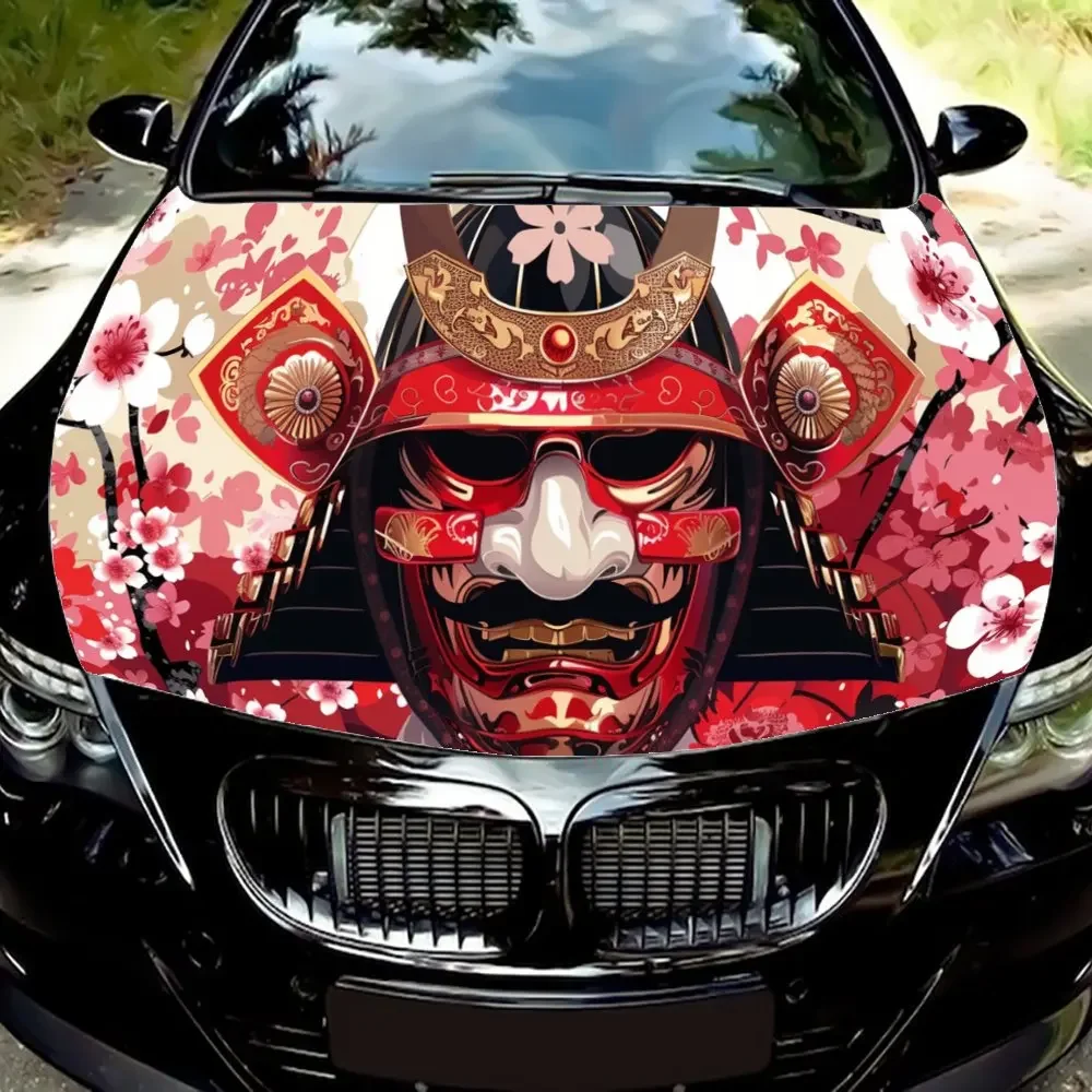 

Japanese Samurai Warrior Print Car Hood Wrap Color Vinyl Sticker Truck Graphic Bonnet DIY Auto Accessories Decoration Wrap Decal