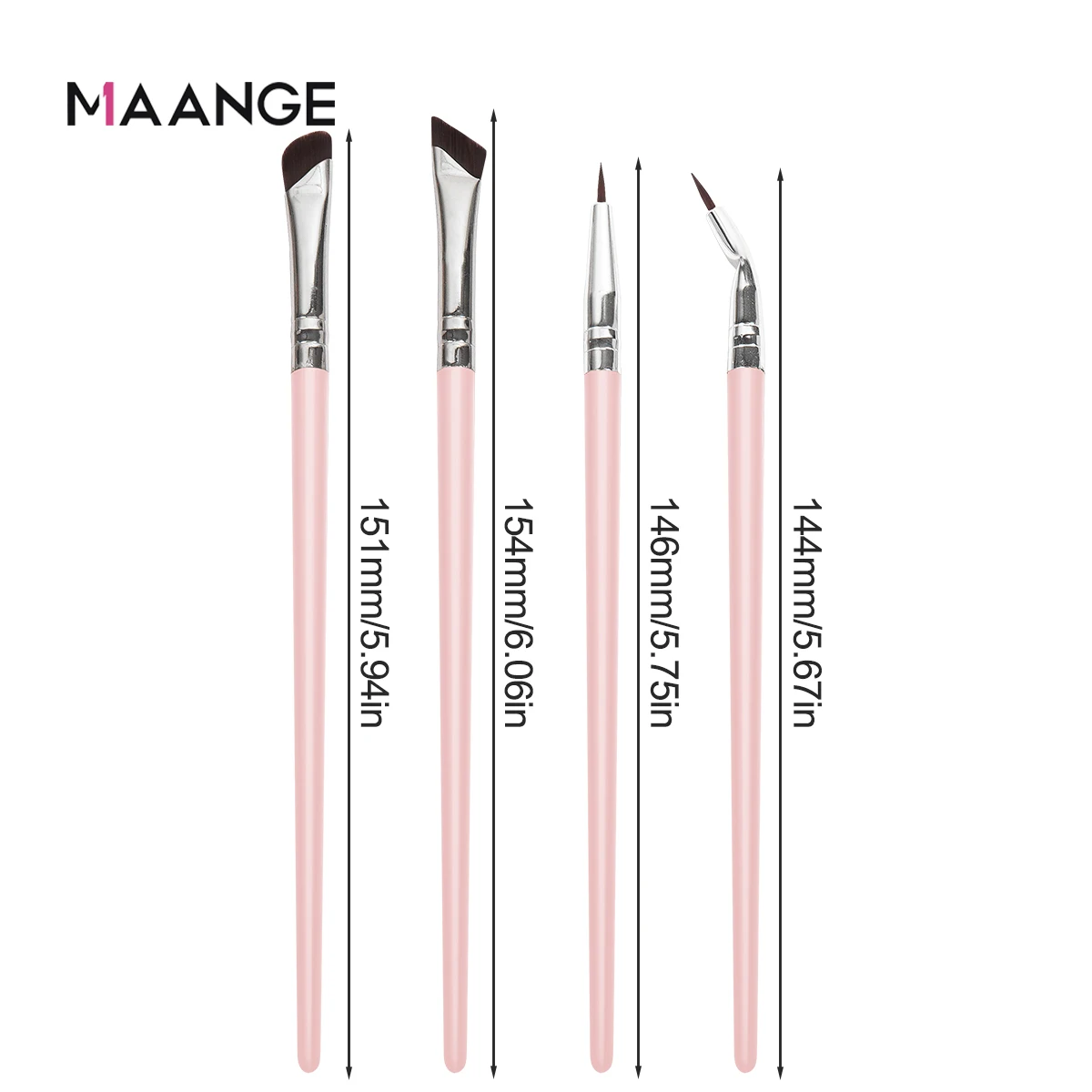 MAANGE-Juego de brochas de maquillaje para ojos, 4 piezas en 1, ultrafinas, para delineador de ojos, sombra de ojos, cejas, brocha de maquillaje esencial, viajes para principiantes
