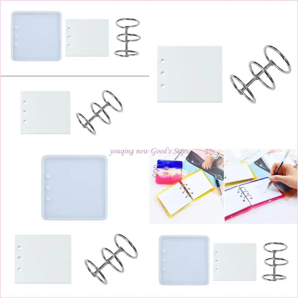

57QA Silicone Mold Set for DIY Crystal Dropping Notebook Covers Durable Resin Moulds