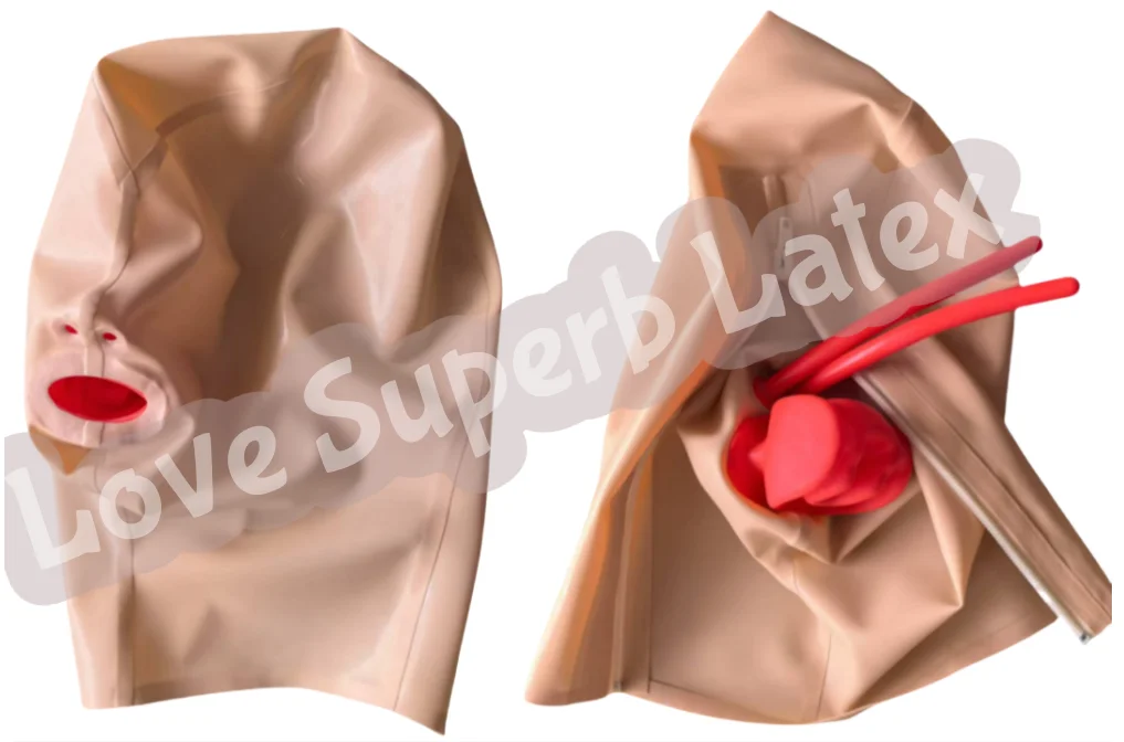

Latex Hood Closed Eyes Fetish Mask for Adult Full Face Mask with Back Zipper