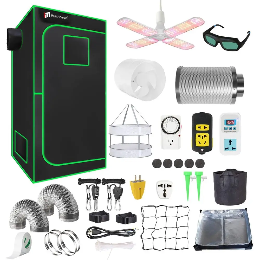 

Grow Tent Kit,Complete System High Reflective Mylar Indoor Grow Tent Full Spectrum LED Grow Light Combo Hydroponics Indoor Plan