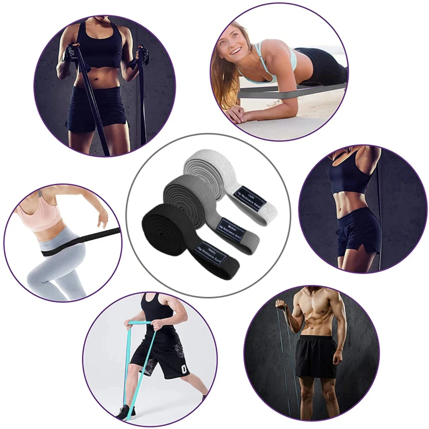 Bandas de resistencia largas de tela para entrenamiento de glúteos, bandas elásticas antideslizantes para glúteos, bandas de sentadillas para gimnasio, entrenamiento de Fitness, nuevo