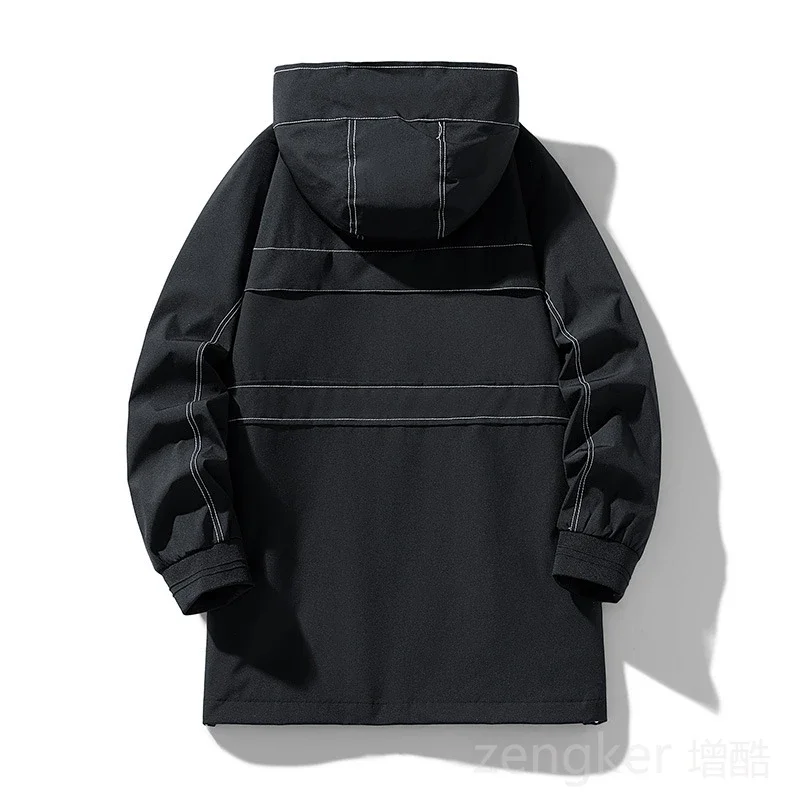 سترة واقية جديدة كبيرة الحجم لعام 2025 للرجال متوسطة الطول سترة ربيع الخريف ملابس مهتلة للرجال ملابس عمل للشباب معطف كبير الحجم 9XL #2