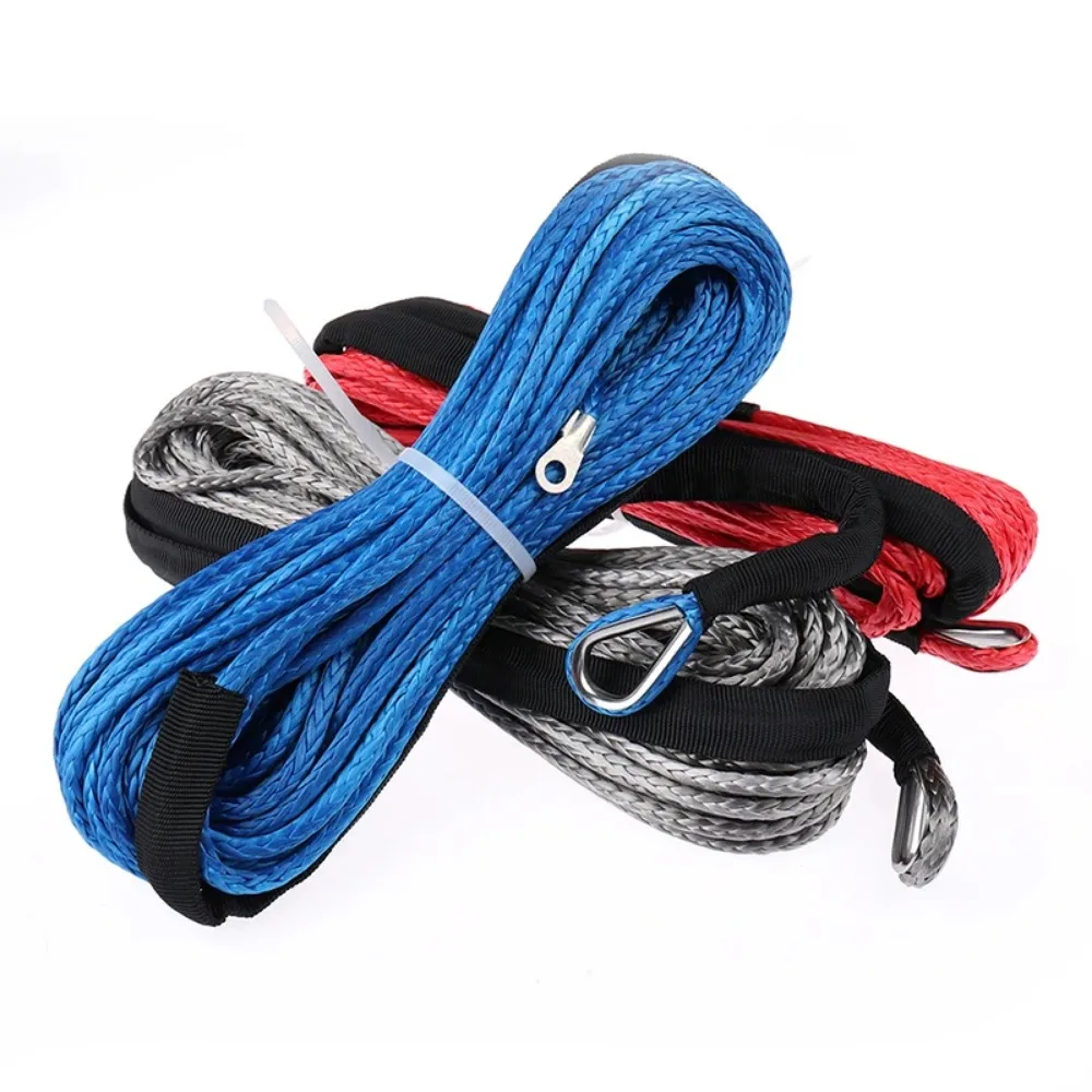 1/4''X50' 6mm*15m 12 Strand Off-Road Uhmwpe Synthetic Towing For ATV/UTV/SUV/4X4/4WD Winch Rope With 1.5m Sleeve And Thimble