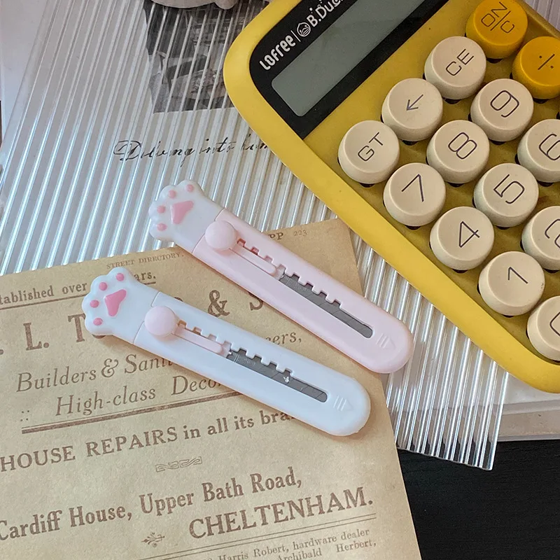 1 قطعة لطيف الفن الصغير سكّين متعدّد الاستخدامات الكرتون القط باو سحابة زهرة شكل القاطع اكسبرس صندوق ظرف ورقي فتاحة شفرة القرطاسية