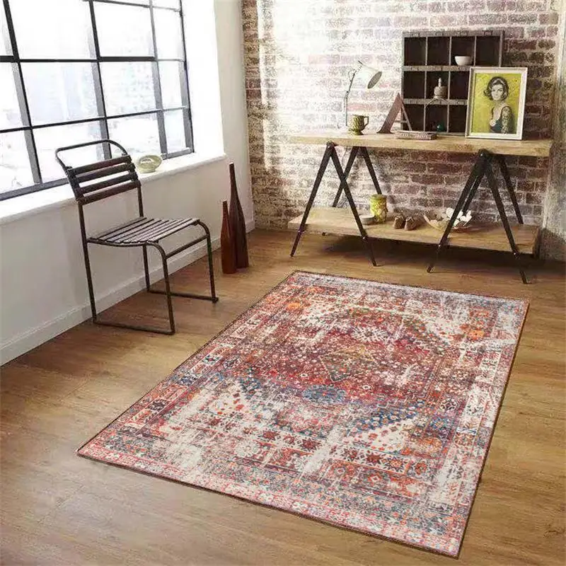 Bohemian Ethnic Style Red Retro Carpet for Living Room Home Decor Sofa Bedroom Rug Art Abstract Balcony Floor Mats Boho Carpet