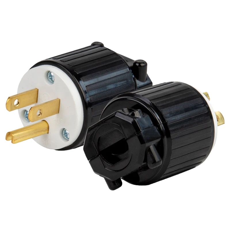 NEMA 5-15P three-pole male US standard three-pin UL high power 15A/125V assembly US and Canada self-wiring plug