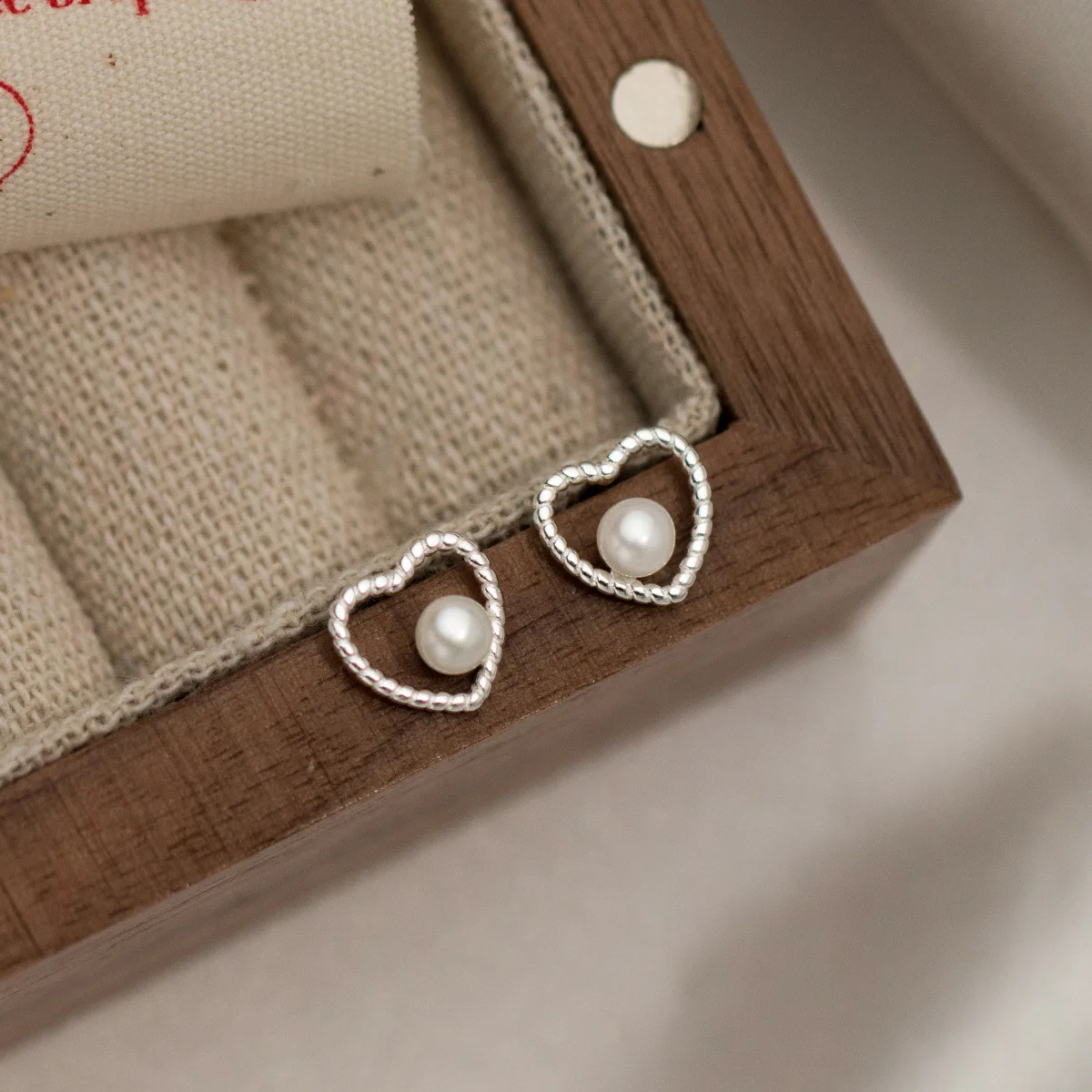 100% 925 Sterling Silver Pearl Geometric Studs Earring for Women Girl Love Heart Hollow Out Jewelry Party Gift Dropshipping