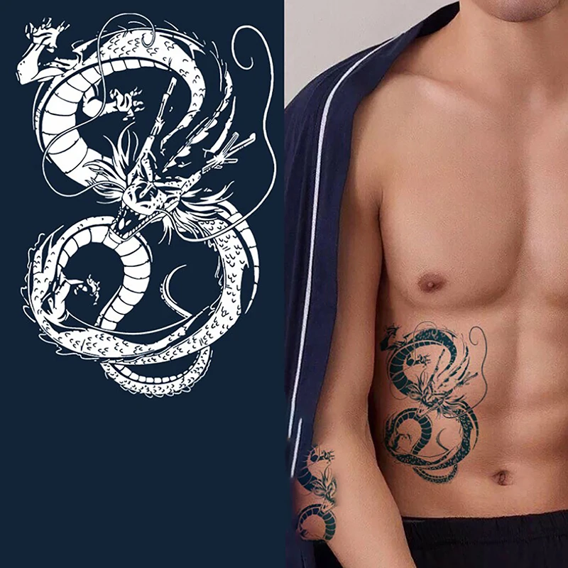 Tatouages Temporaires 3D Dragon bobines ation, Faux Autocollants Réalistes, Lavables, pour Homme Garçon et Enfant