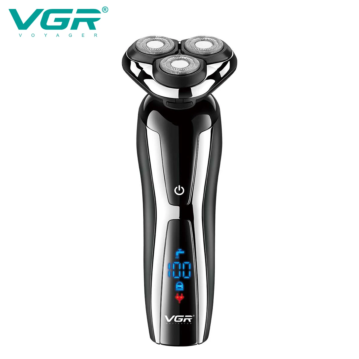 VGR Wet Dry Electric Shaver For Men Rotary Beard Electric Razor Shaving Machine Grooming Kit Rechargeable LCD Display