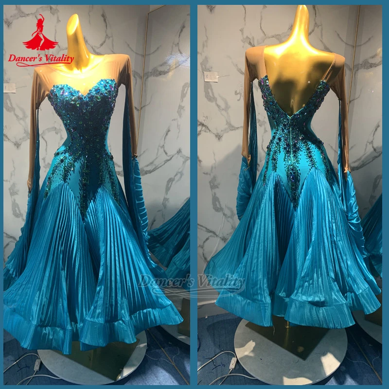 Adult Waltz Quickstep Professional Contest Wrapped Hips Dresses Customize Women Ballroom Dance Backless Outfit Dancer's Vitality