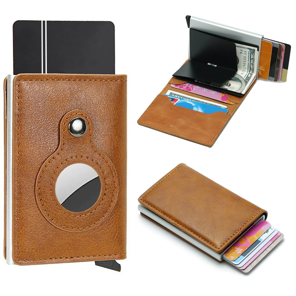 Card Holder Rfid For AirTag Men Wallets Money Bags Anti PU Leather Wallet For Apple Air Tag Male Purses Smart Cover Case 2022