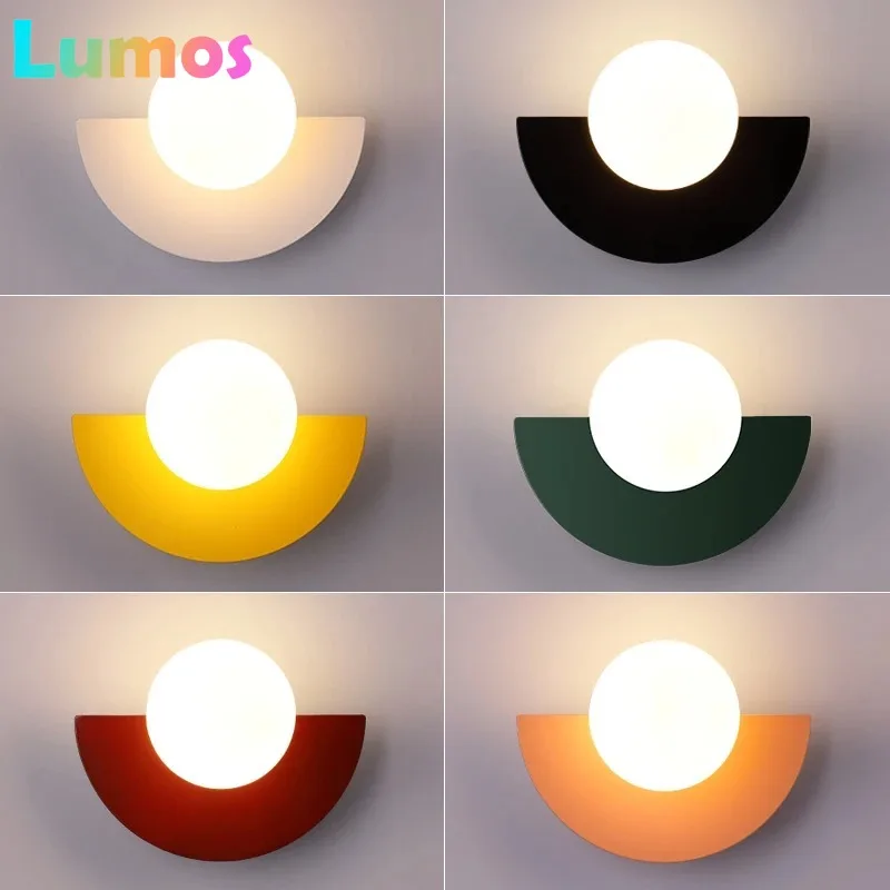 

Background Home Decoration Wall Lamps Plastic Ball Lampshade G9 Bulb Round Sconce Light LED Bedroom Corridor Night Sconce Lustre