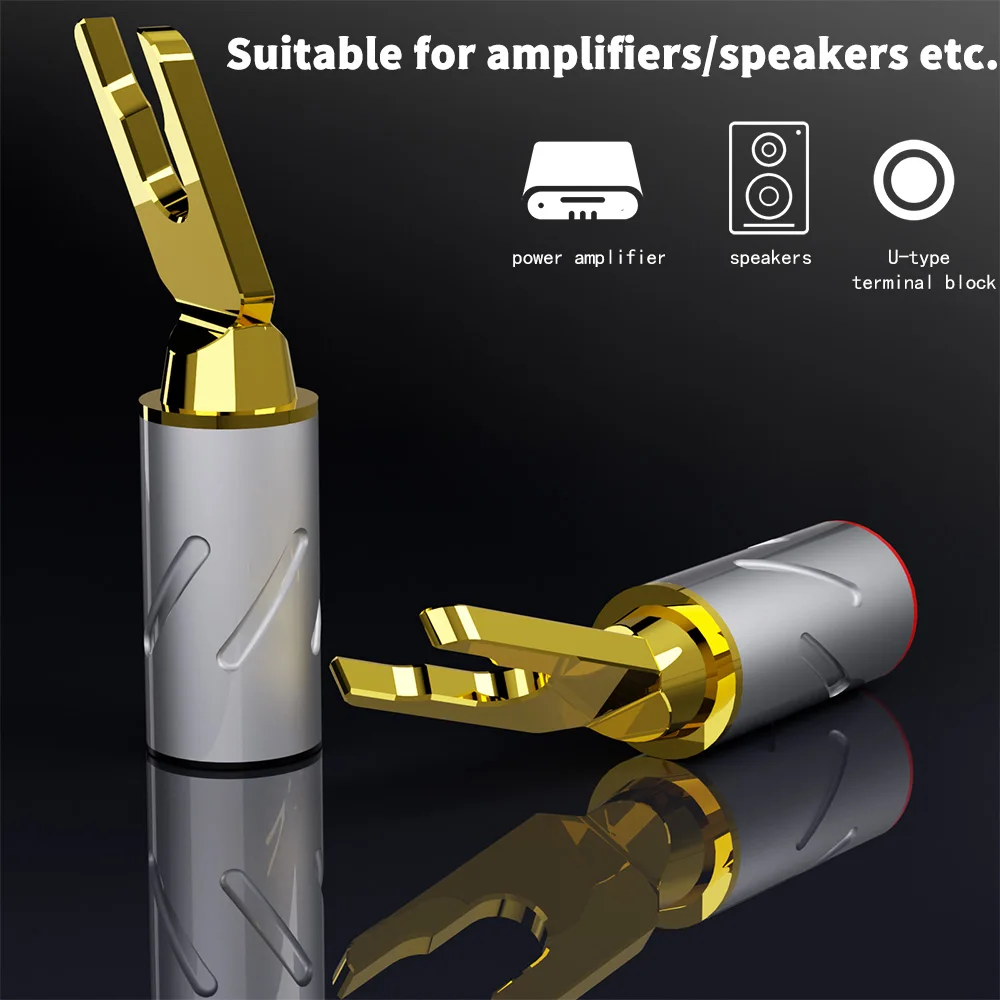 Monos audio s900 reines kupfer gold rhodium lautsprecher y spaten stecker amp bananen stecker gabel lautsprecher stecker hifi audio diy schraub verschluss – Detail 5