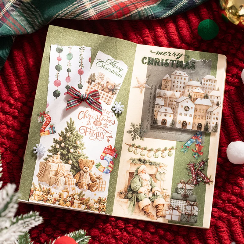 50 Sheets/Book Christmas Theme Series Coil Sticker Book Exquisite Patterns Art Design Handmade DIY Set Festival Decoration
