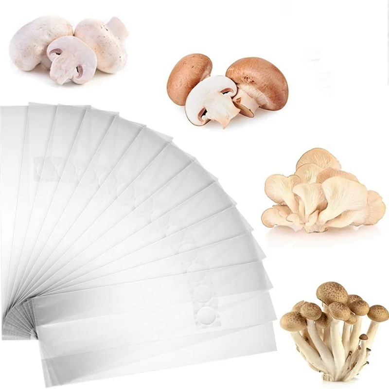 100Pcs Mushroom Growing Bag Mushroom Spawn Bags Thick 6 Mil Bags 6 inch x 20 inch 0.2 Micrometre Filter Breathable Bags