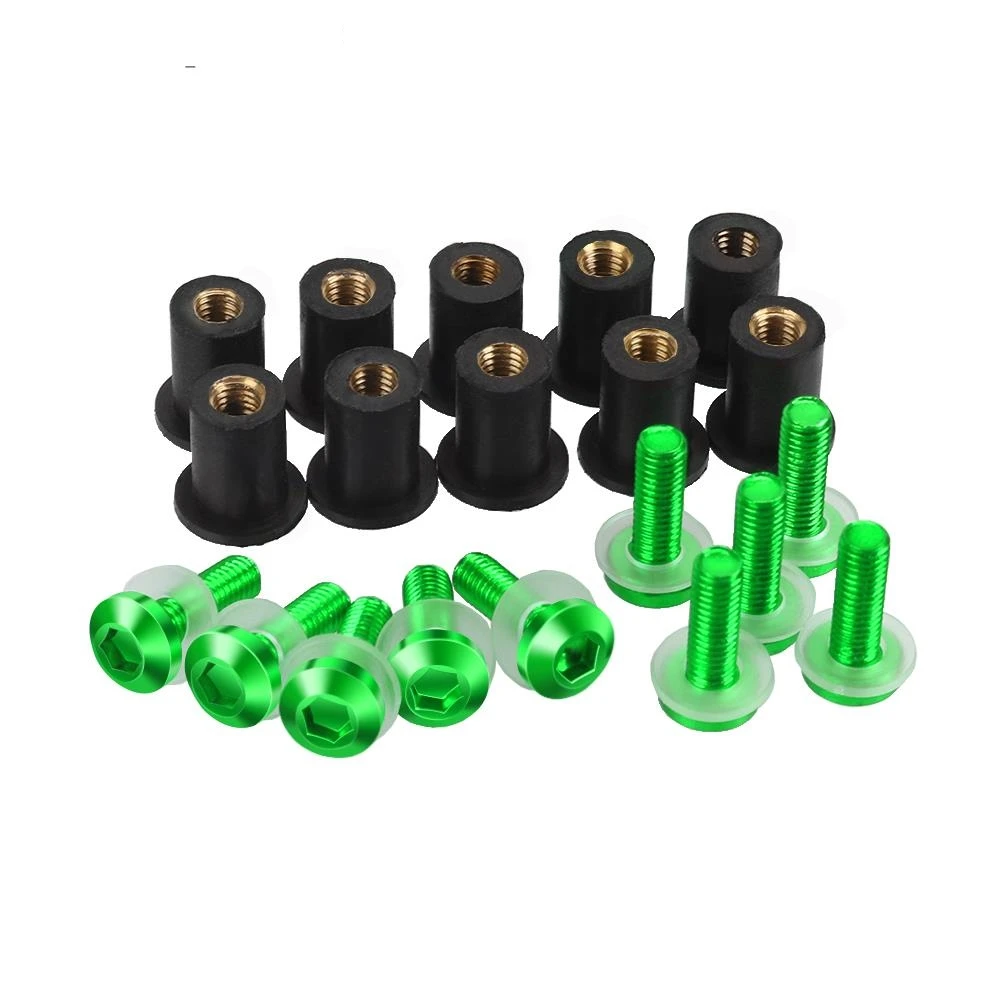 10PCS M5 Windscreen Windshield Bolts Screws Nut Fastener CNC For Kawasaki ZX6R ZX-6R ZX 6R ZX7R ZX9R ZX10R ZX-10R ZX12R ZX14R