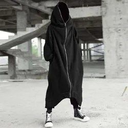 Onesies Men Solid Color Zipper Hooded Sweatshirt Jumpsuit Dark Style Street Full Body Long Sleeved Hoodies Outerwear Overalls