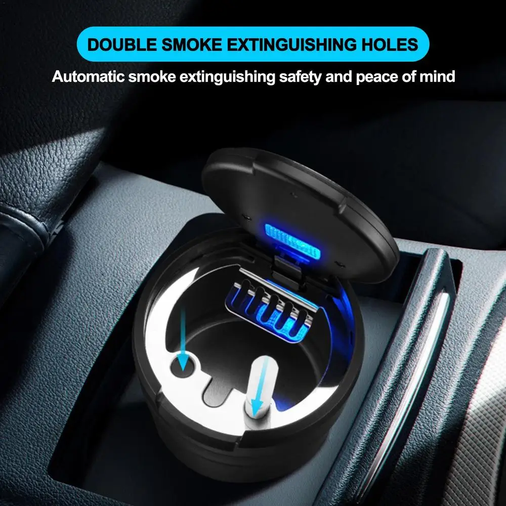 Podofo Car Ashtray with lid with LED lamp portable car ashtray holder ashtray interior finish One Touch Open Vehicle Ashtray