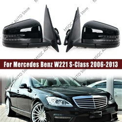 ベンツW221 s-クラスs300s350 s400 s63 2006 2007 2008-2013用ミラーアセンブリ,真新しい黒と白のリアビュー