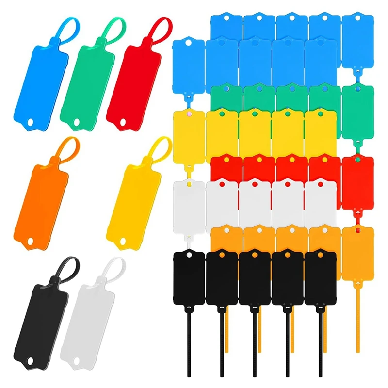 200PCS Plastic Shipping Tags,1.46X2.48Inch, Hanging Tags With Sealing Strap,Shipping Cable Tie Tags Label