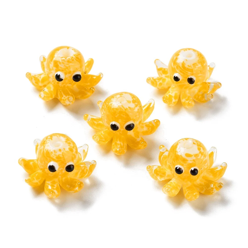 10 PCS Handmade Bumpy Lampwork Beads Strands Octopus Shape for Making DIY Jewelry Earring Necklace Bracelet Charms Supplies