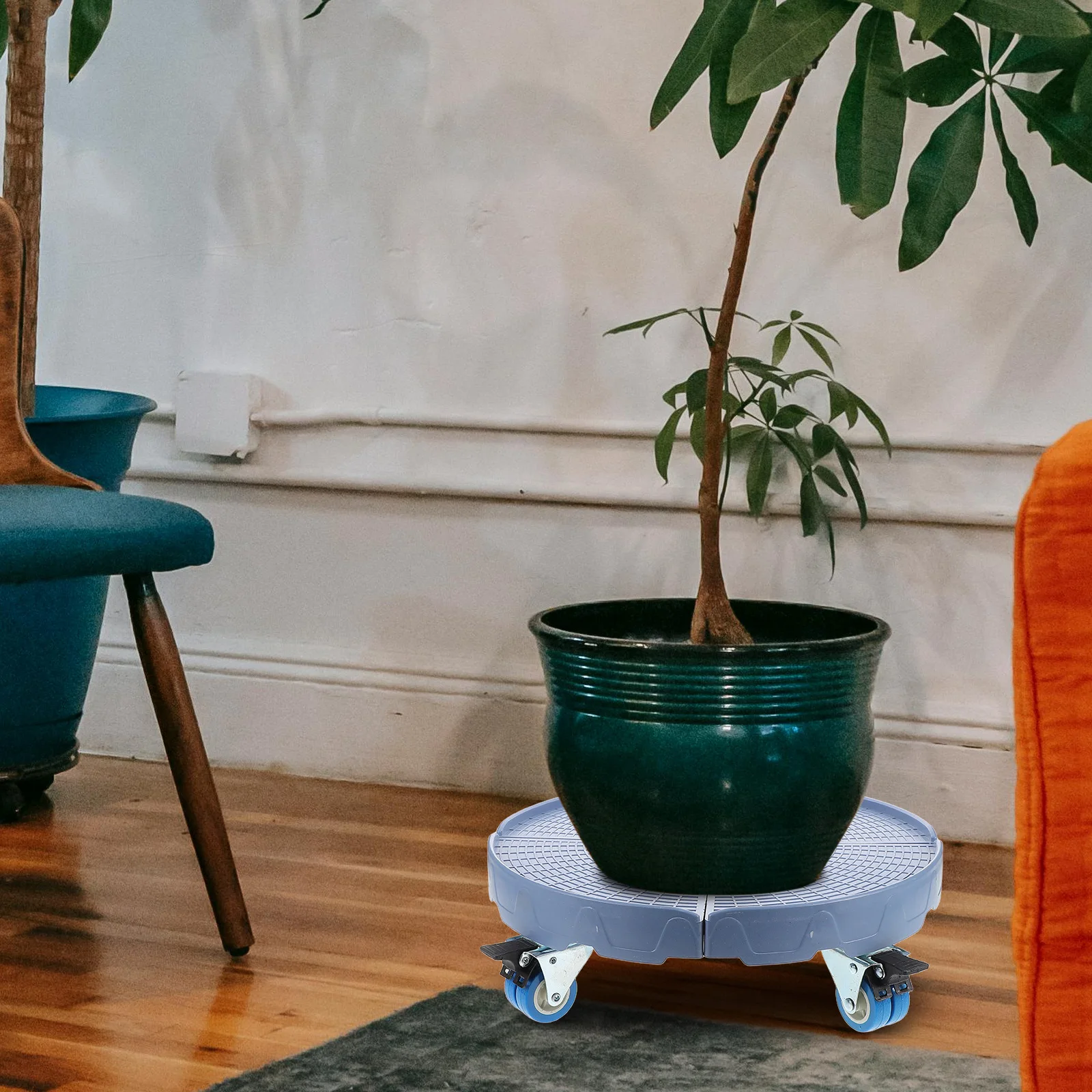 

Flower Pot Base Plant Stand Cart with Wheels Movable Outdoor Indoor Planter Holder Round Tray Saucer Caster