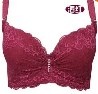 Sutiã push-up sexy de renda para mulheres, roupas íntimas finas, seção fina, C, D, xícara, E, tamanho grande, 3/4 xícara