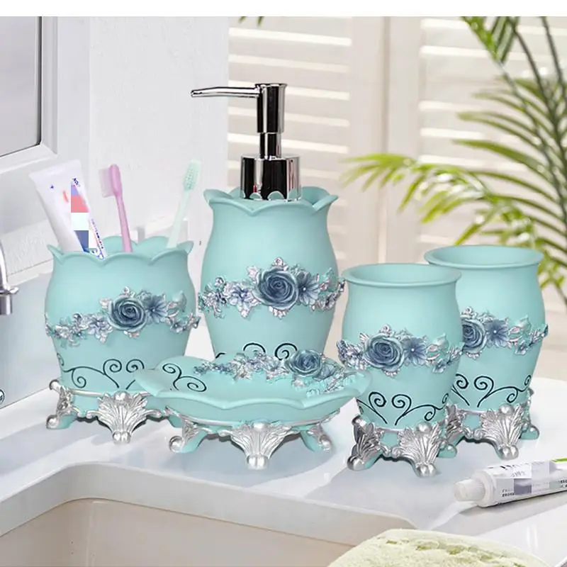 Nordic Bathroom Decoration Accessories Toothbrush Holder Toothpaste Dispenser Lotion Bottle Tissue Box Mirror Wedding Gift Resin