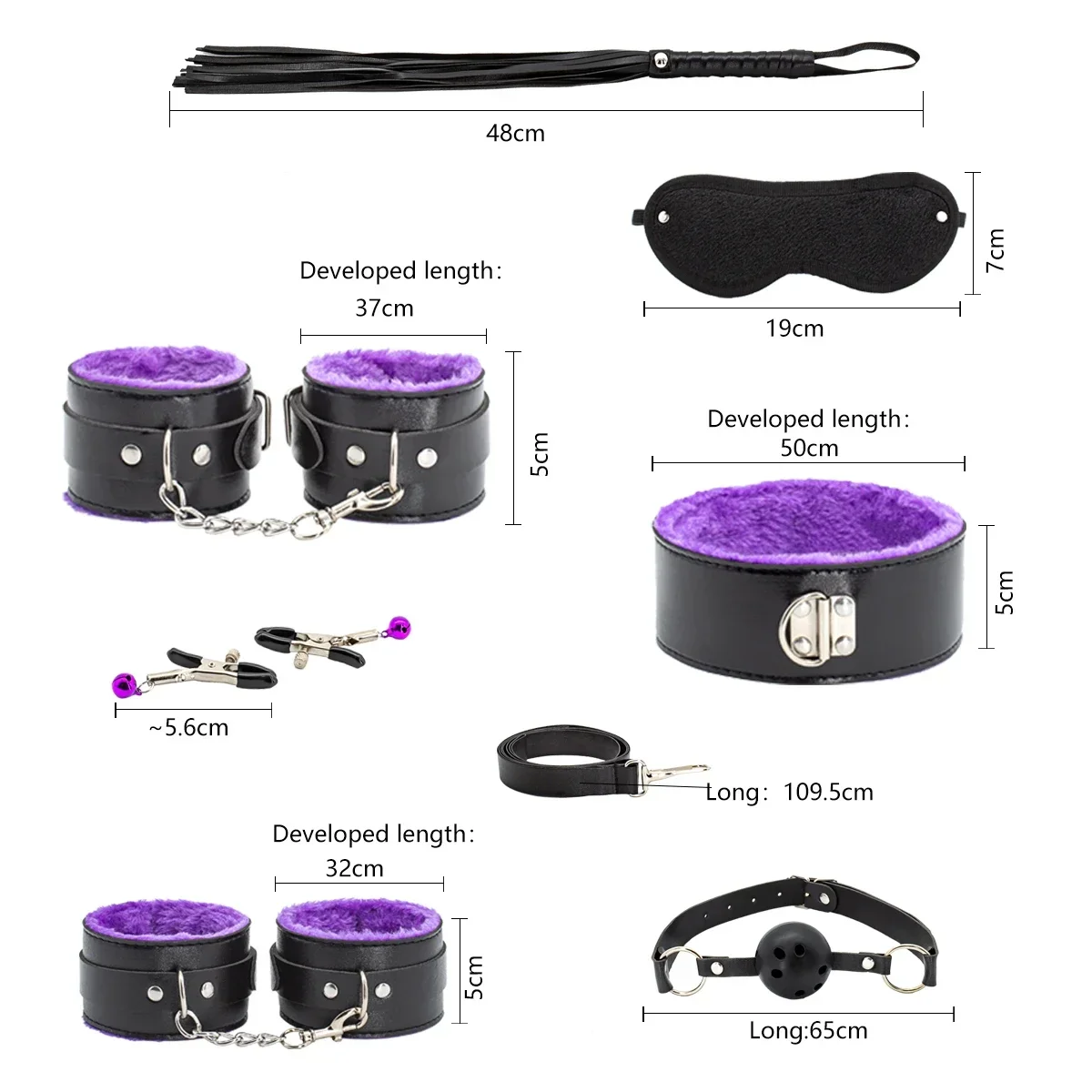 Brinquedos Sexuais BDSM: Kit de Bondage Erótico para Jogos na Cama, Algemas, Tornozeleiras, Chicote, Coleiras de Escravo, Pinças de Mamilo – Jogo Sexual para Casais
