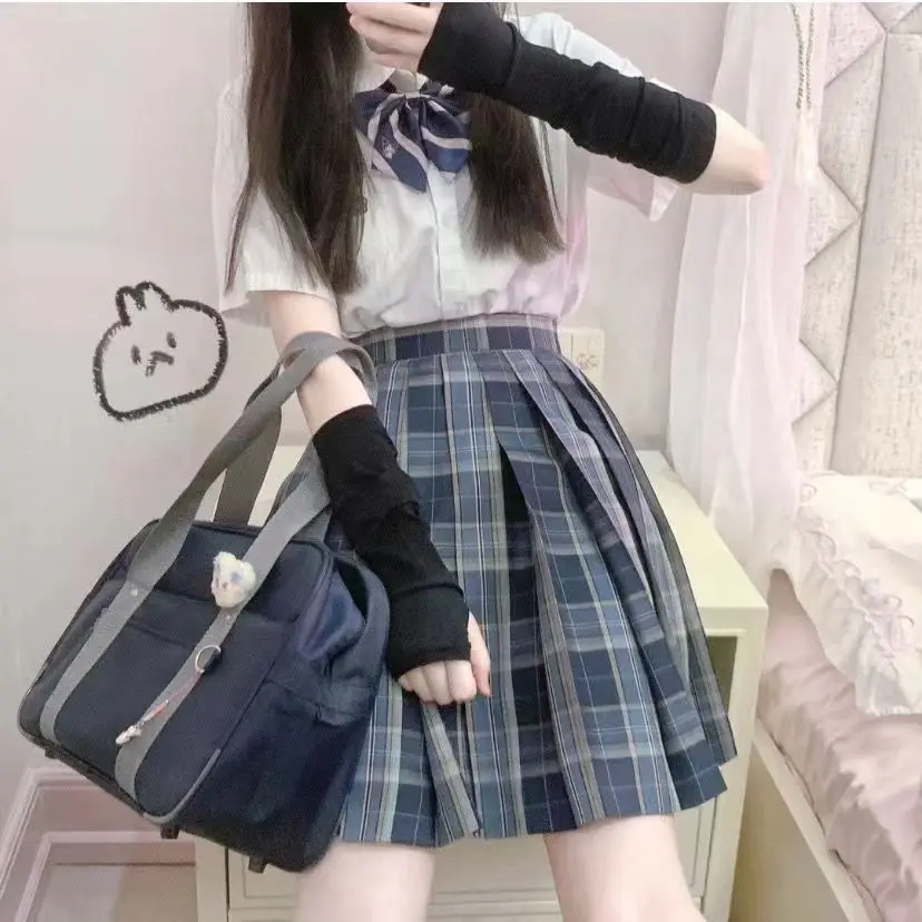 Goth Lolita Anime Thin Solid Gloves JK Kawaii Girl Mitten Oversleeve Man Women Fashion Sun Block Cuff Fingerless Arm Warmers