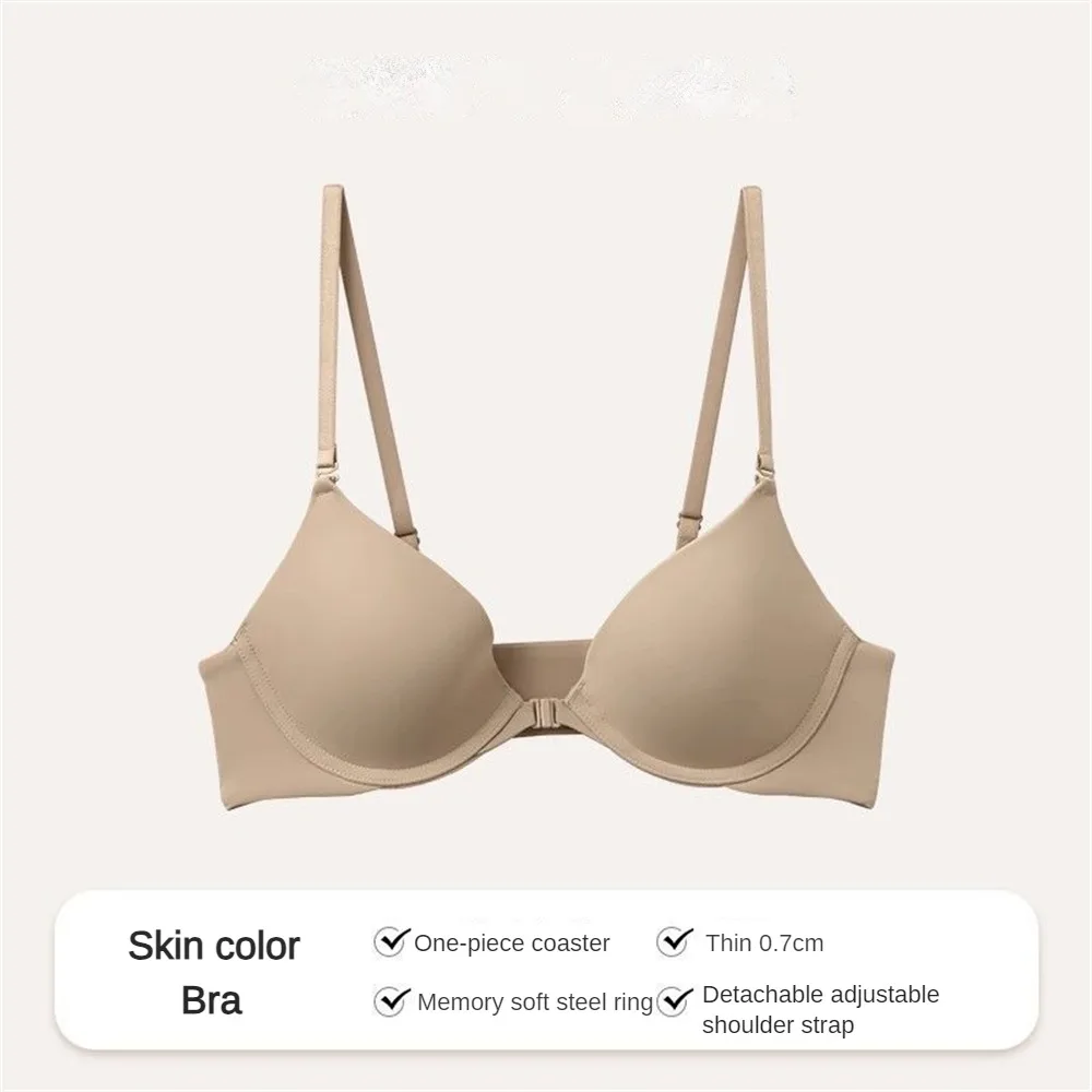 Summer Thin Sexy Front Buckle Underwear Women's Small Chest Push-up Slimming Beautiful Back Invisible Traceless Bra Products