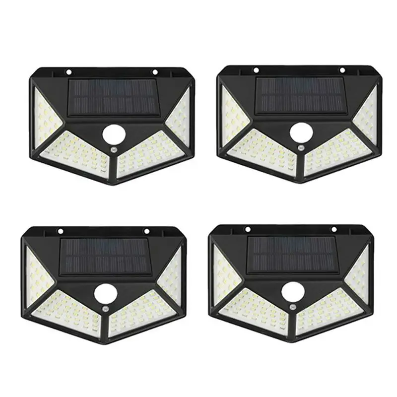 

A84X-4Piece Уличный садовый светильник на солнечной энергии, водонепроницаемый, с датчиком движения, 100 светодиодов, высокое качество