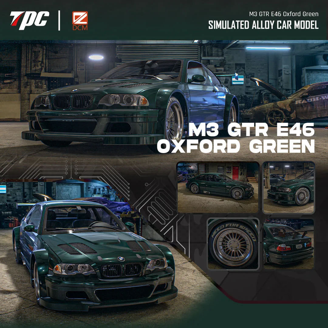 

In stock 1/18 BMW M3 GTR E46 BMW die-cast alloy full-open car model, boys' room decoration, adult collectible display item.