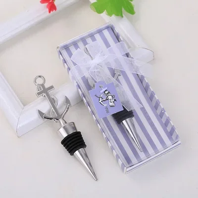 Anchor nautical themed wine bottle stopper Wedding Favor Gift Birthday Party Business meeting Souvenir Giveaways Regalo 10pcs